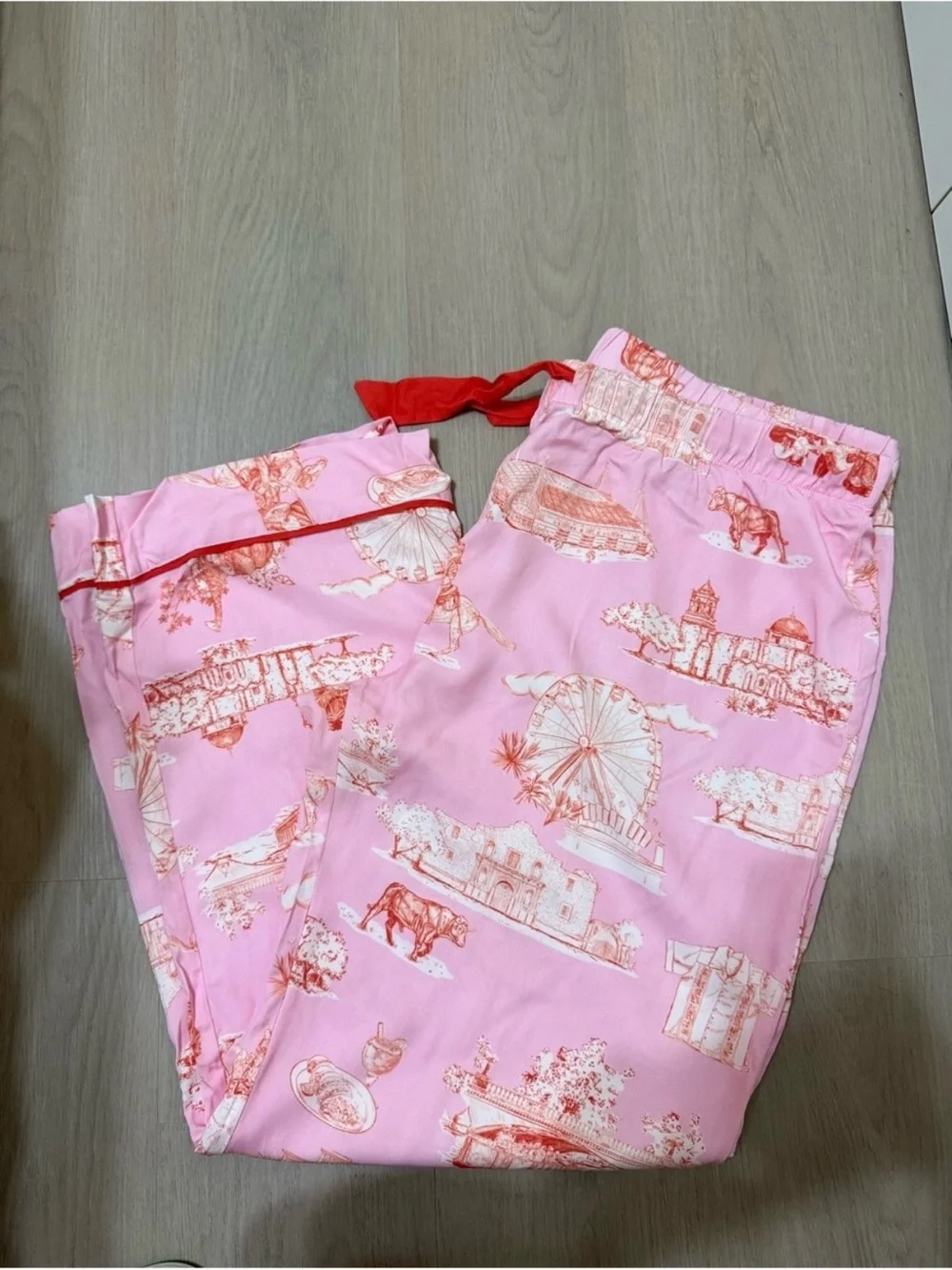 Katie Kime San Antonio Toile Woven Pink Pajama Pants Set